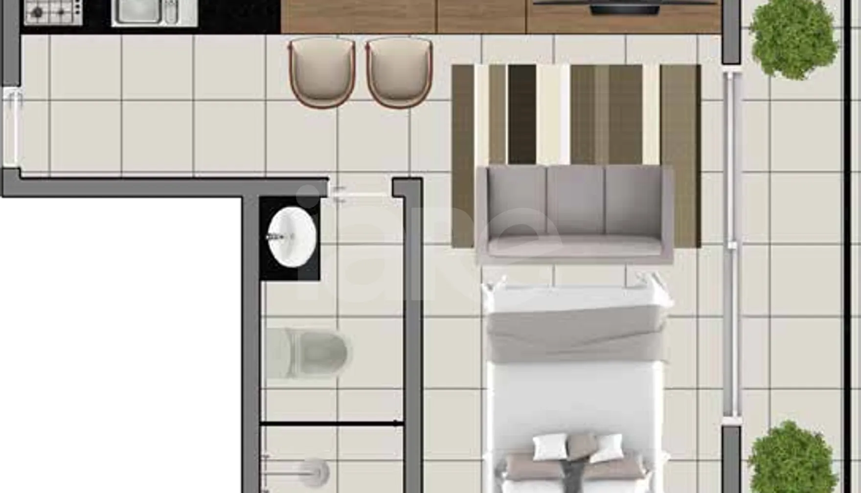 Planta — Studio 27,96 m²