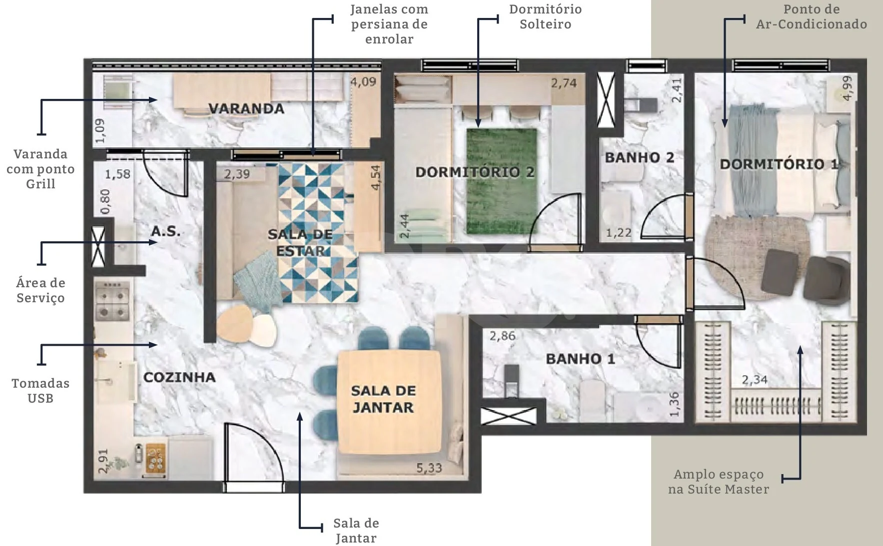 Planta — Garden 74,46 m²
