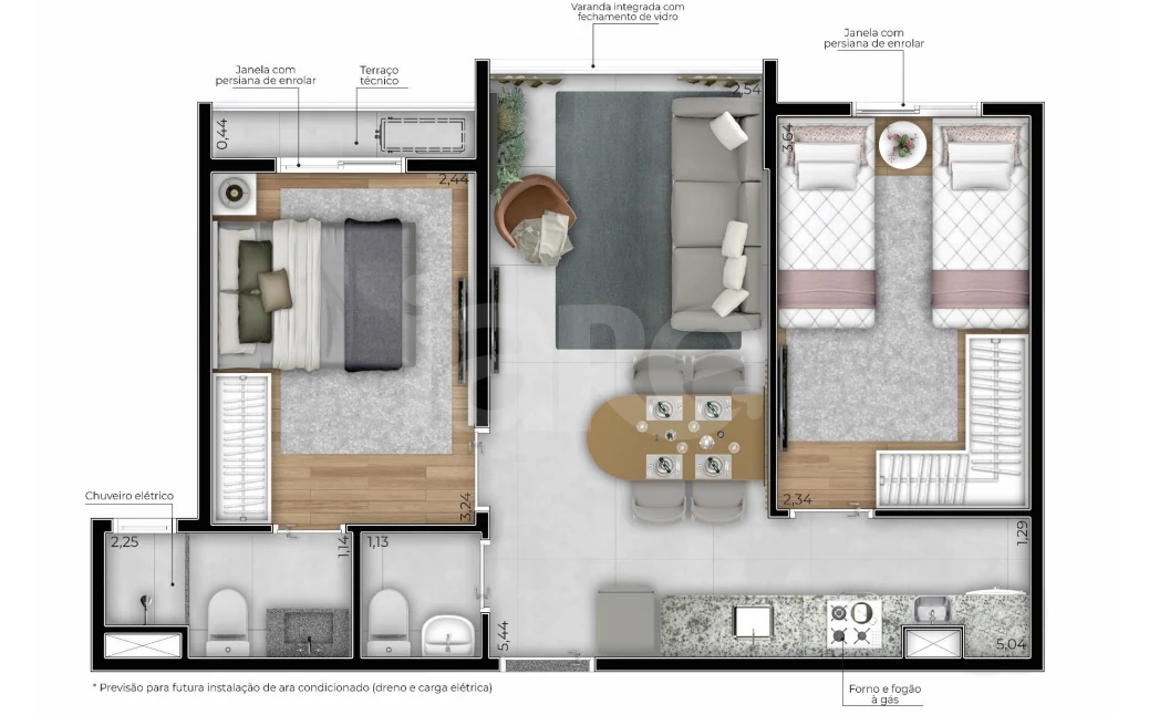 Planta — Apartamento 44,88 m²