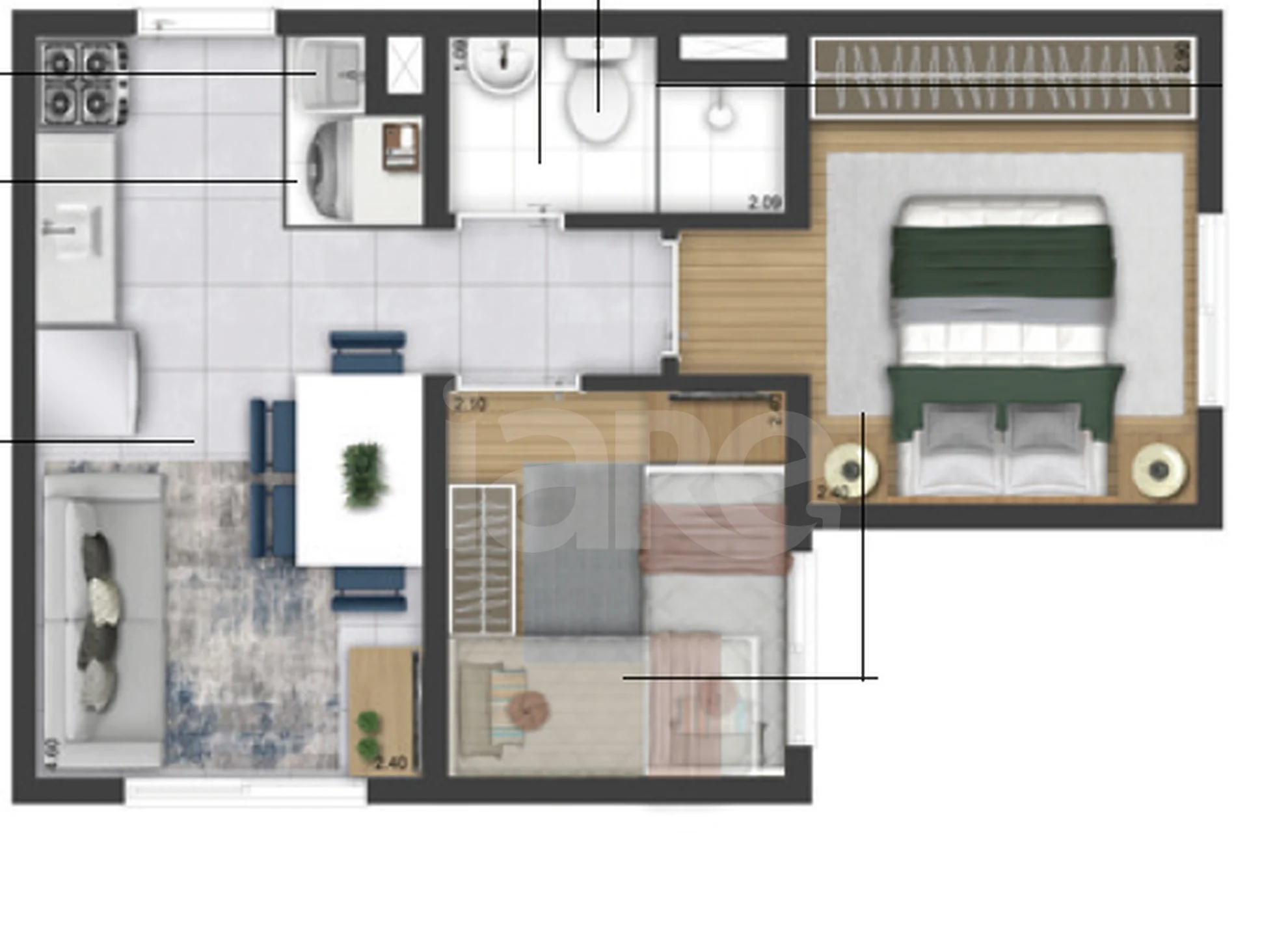 Planta — Garden 41,42 m²