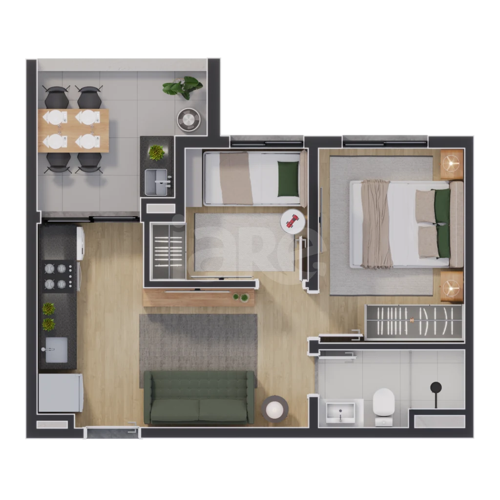 Planta — Apartamento 37,09 m²