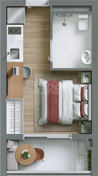 Planta — Studio 24,85 m²