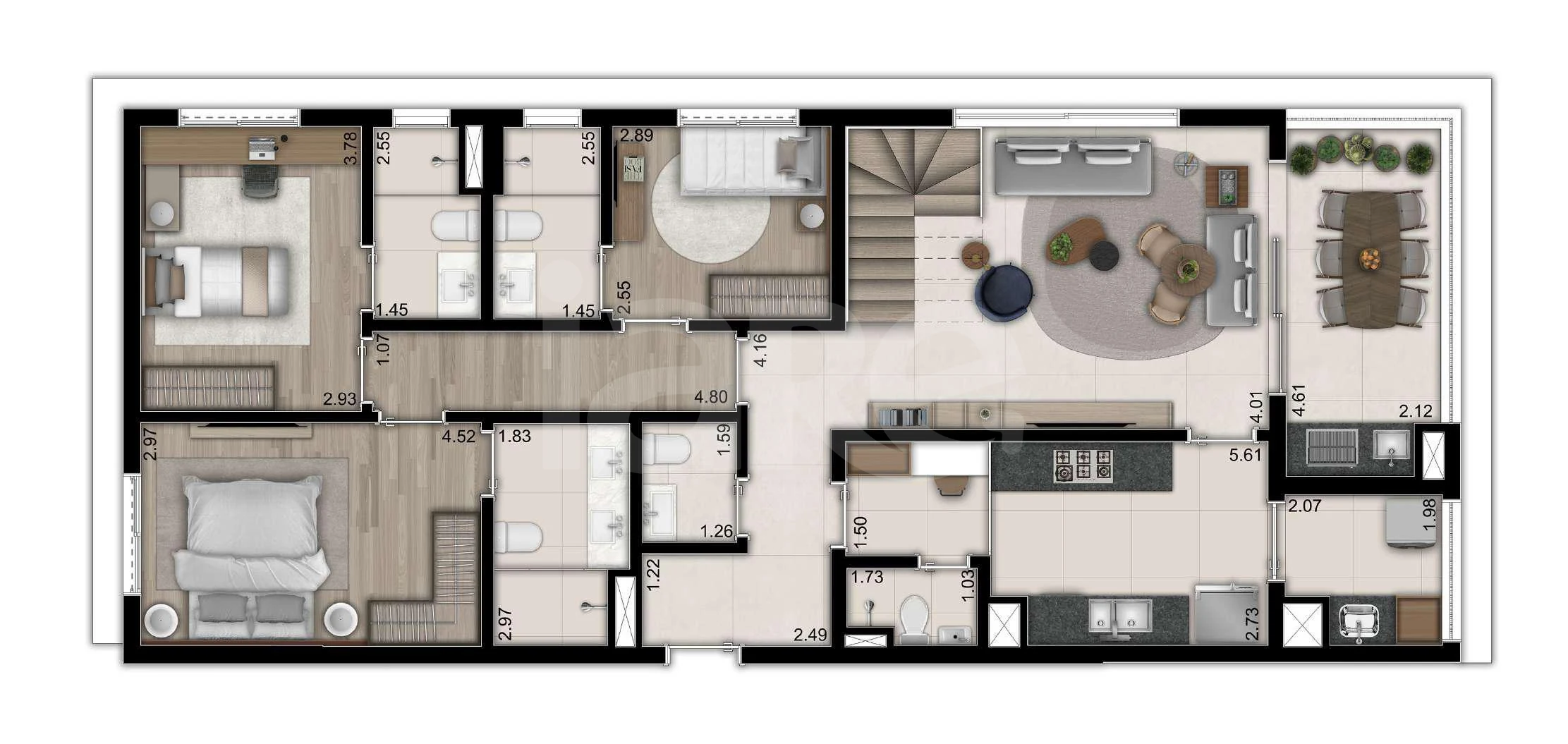 Planta — Cobertura Duplex 250,6 m²