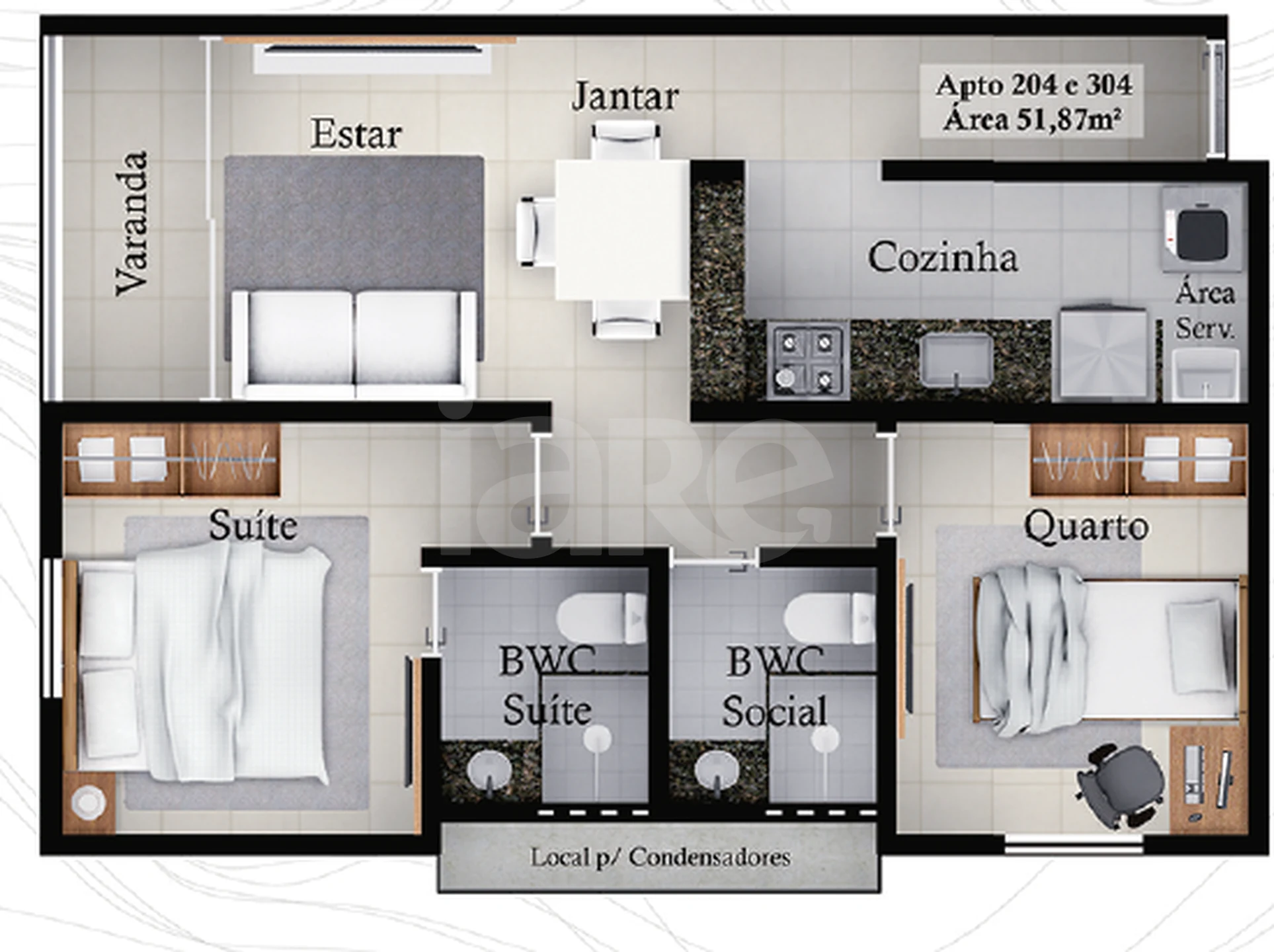 Planta — Apartamento 52 m²