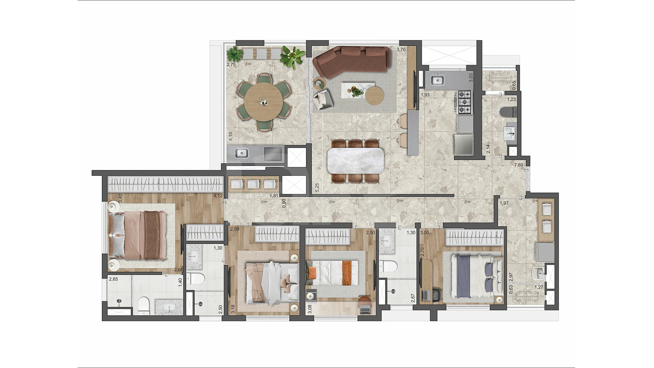 Planta — Apartamento 128,27 m²