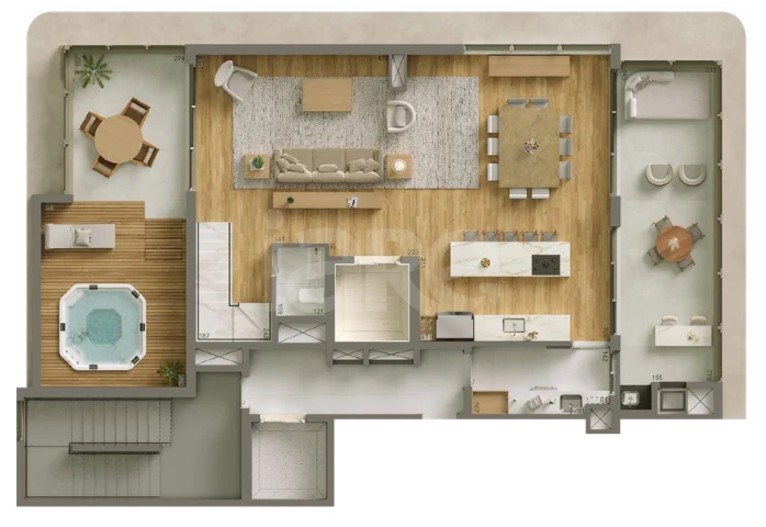 Planta — Cobertura Duplex 185,58 m² · 1º pavimento