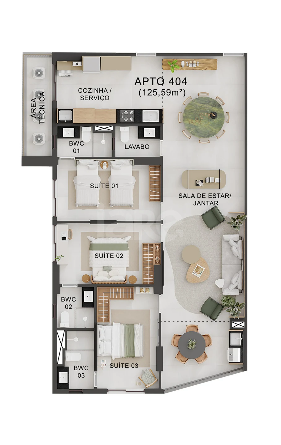 Planta — Apartamento 125,59 m²
