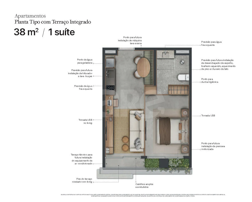 Planta — Apartamento 38,46 m²