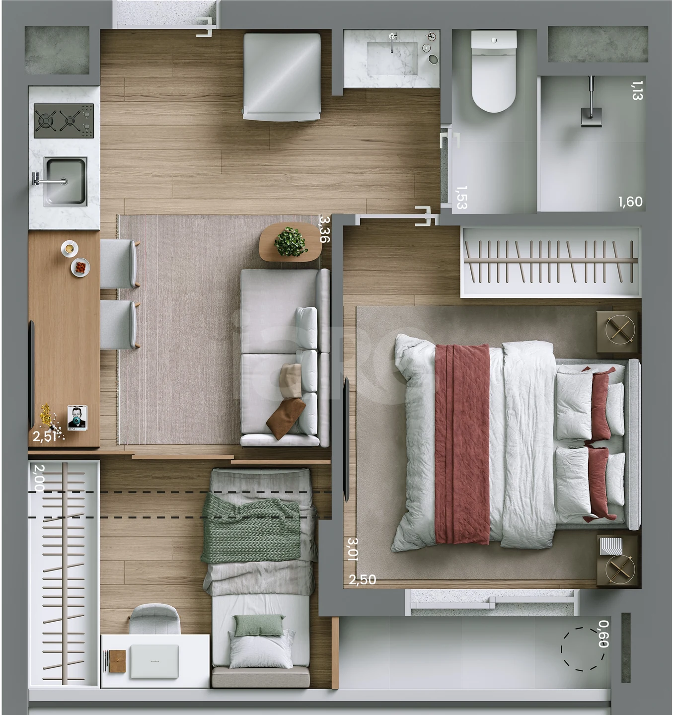 Planta — Planta personalizada - 2 dorms - 31m²