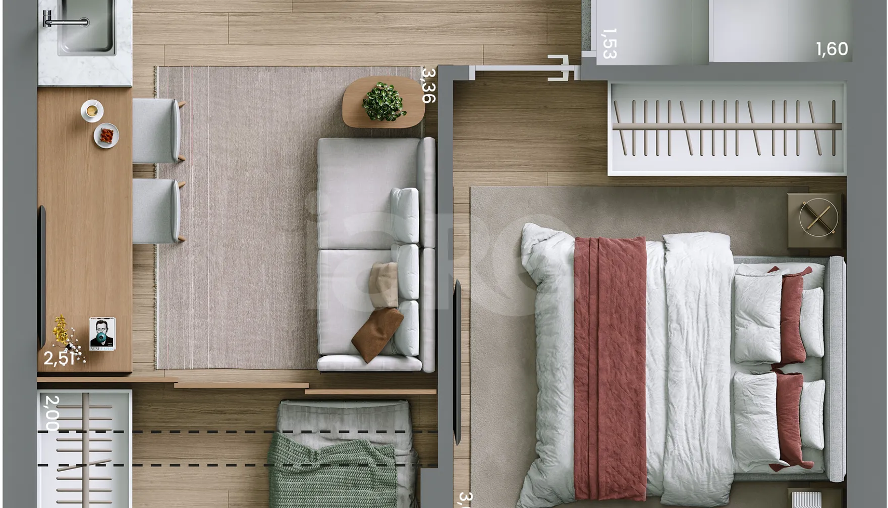 Planta — Planta personalizada - 2 dorms - 31m²