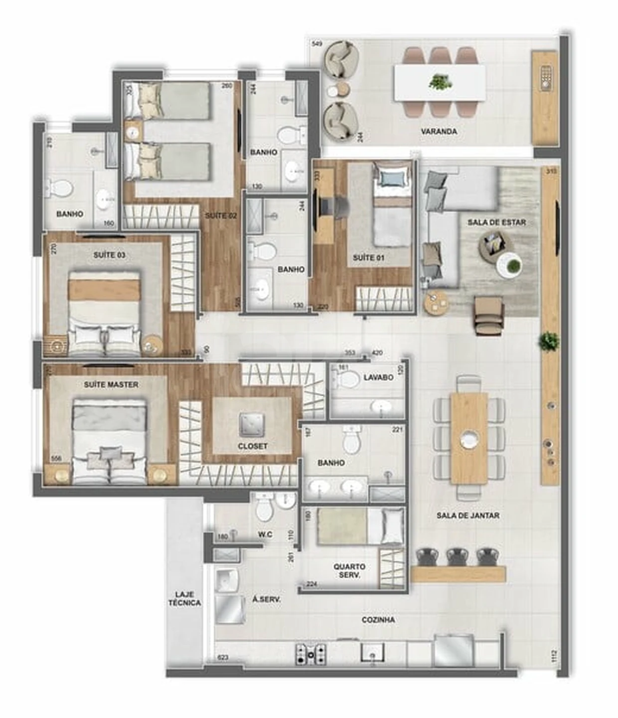 Planta — Apartamento 145,32 m²