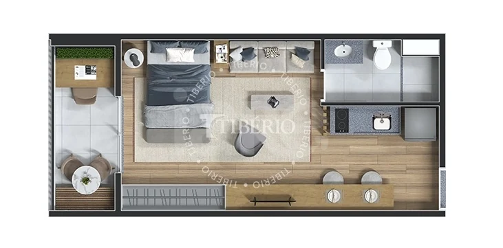 Planta — Studio 31,7 m²