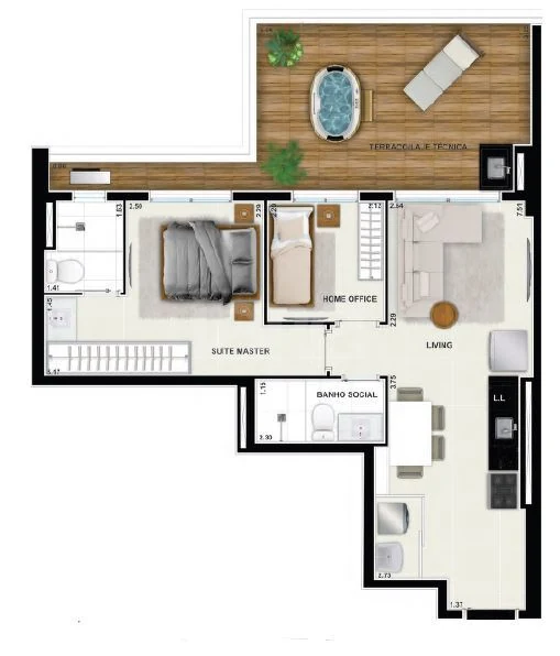 Planta — Garden 69,8 m²