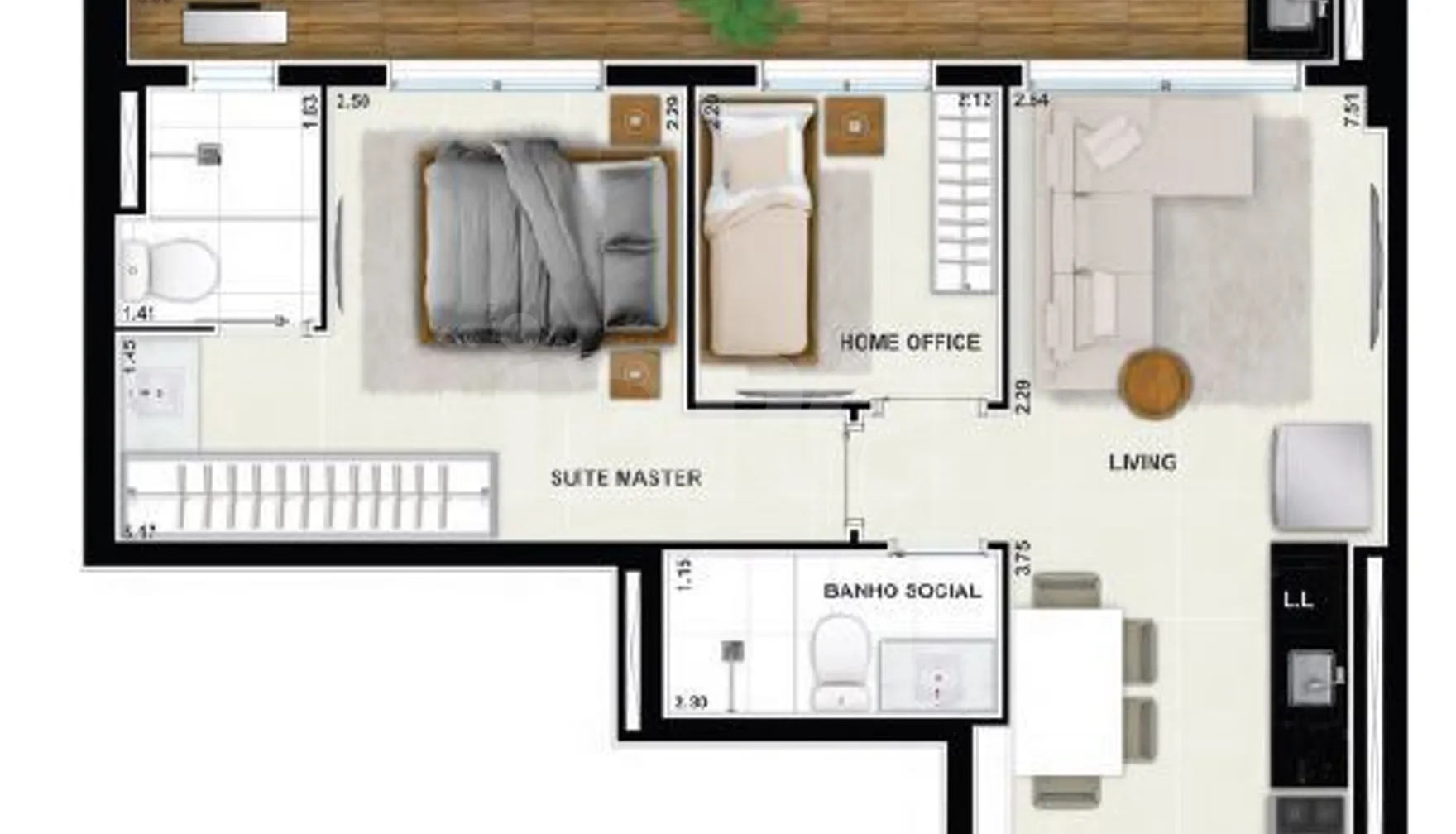 Planta — Garden 69,8 m²
