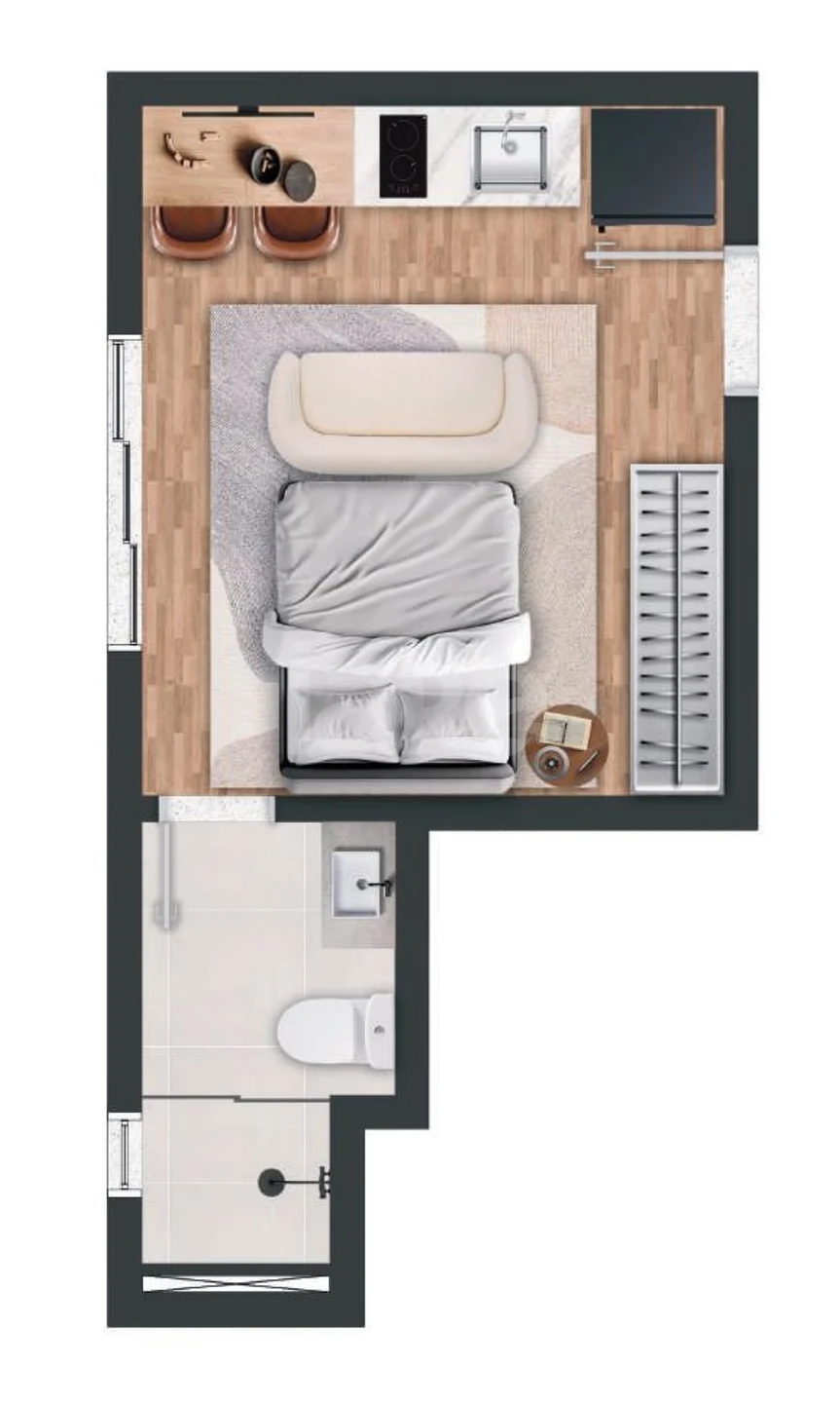 Planta — Studio 20,4 m²