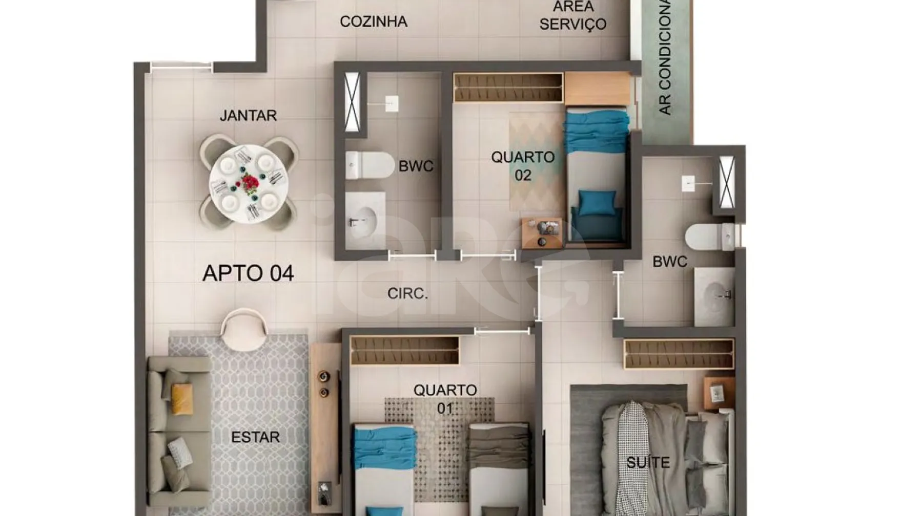 Planta — Apartamento 63,2 m²