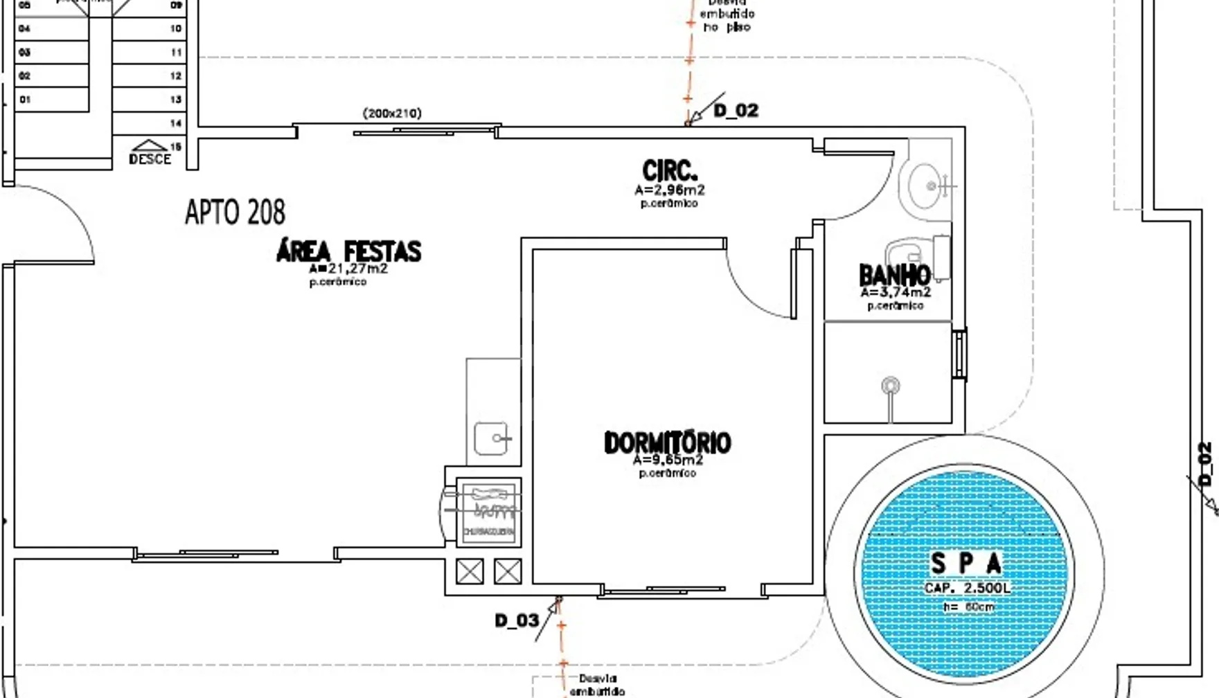 Planta — Cobertura Duplex 205,76 m²