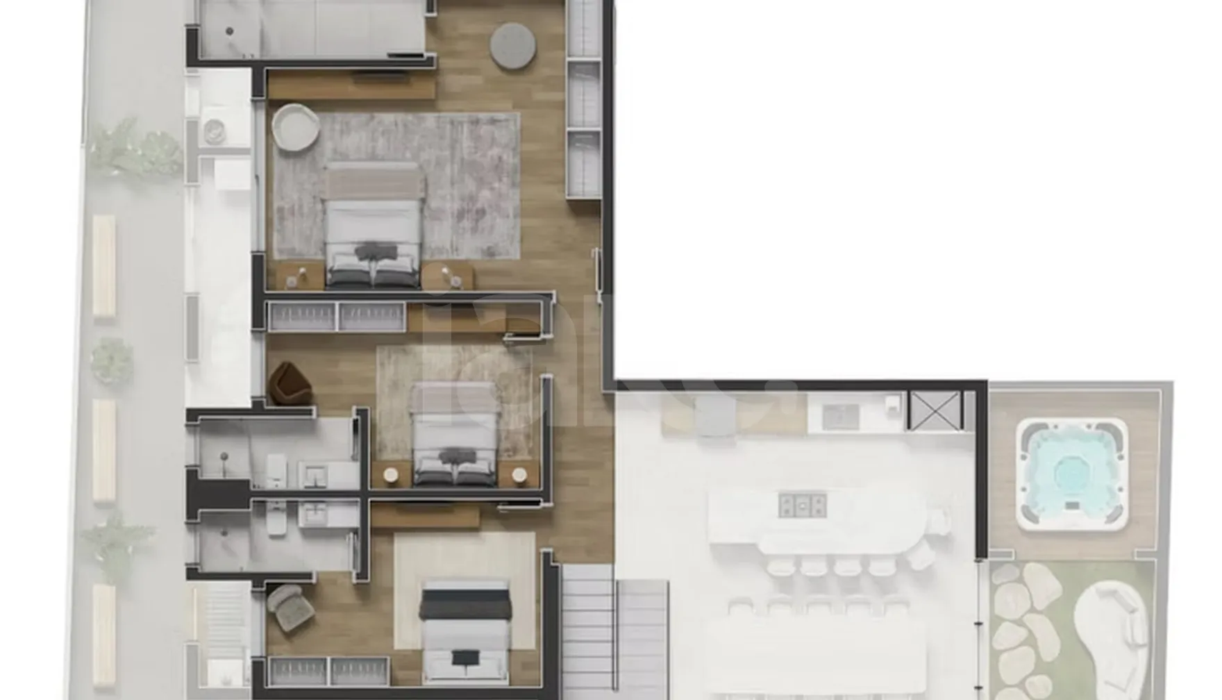 Planta — Garden 4 - 4 dorm 359m² duplex superior