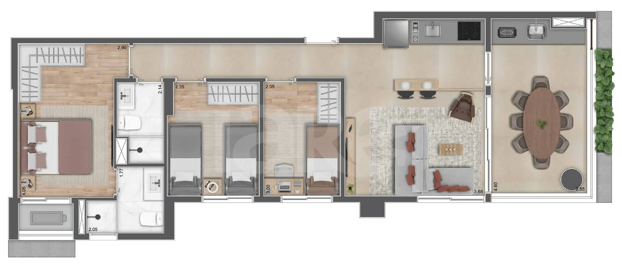 Planta — Apartamento 75,45 m²
