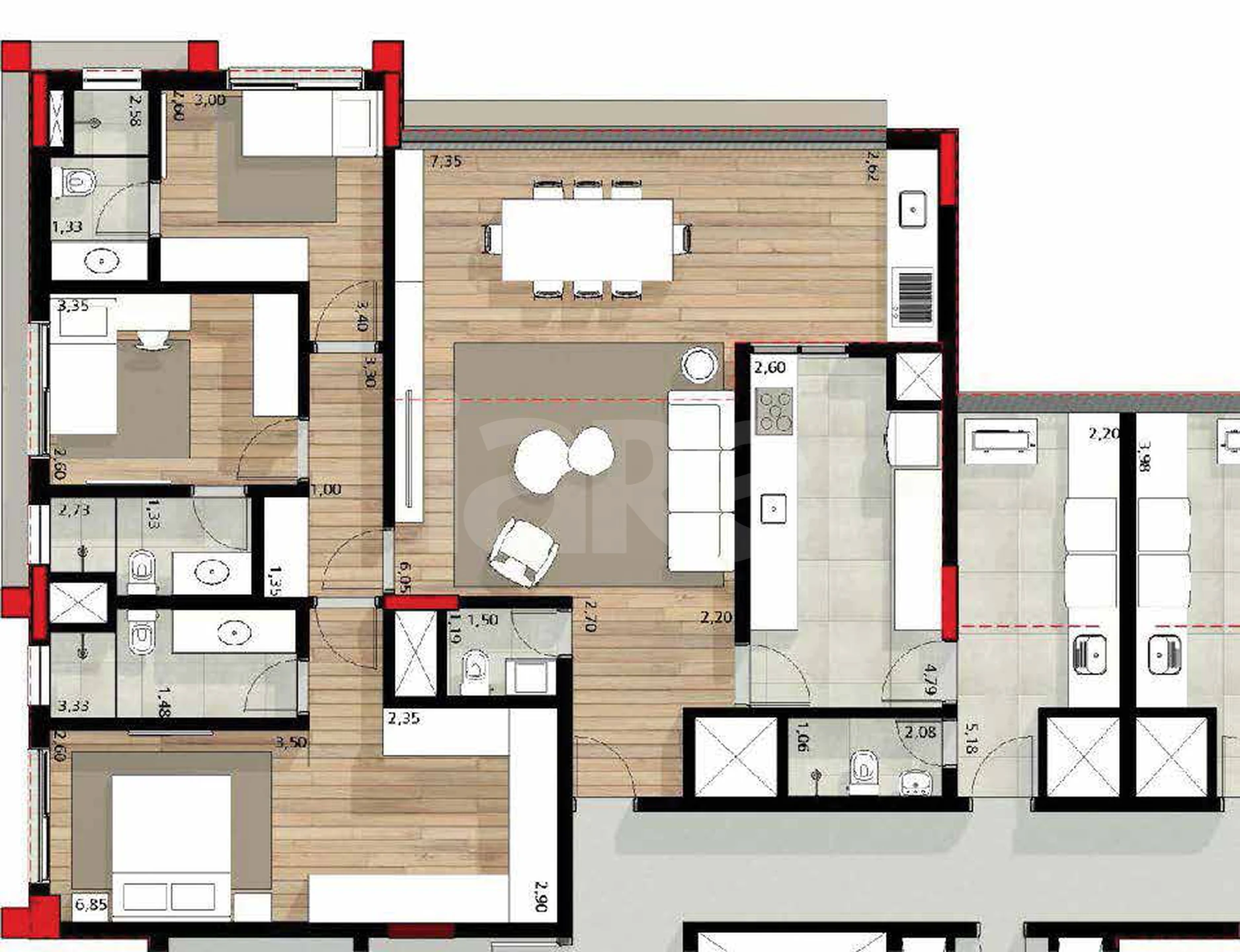 Planta — Apartamento 140,64 m²