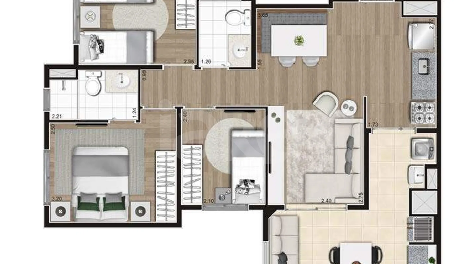 Planta — Apartamento 67,1 m²