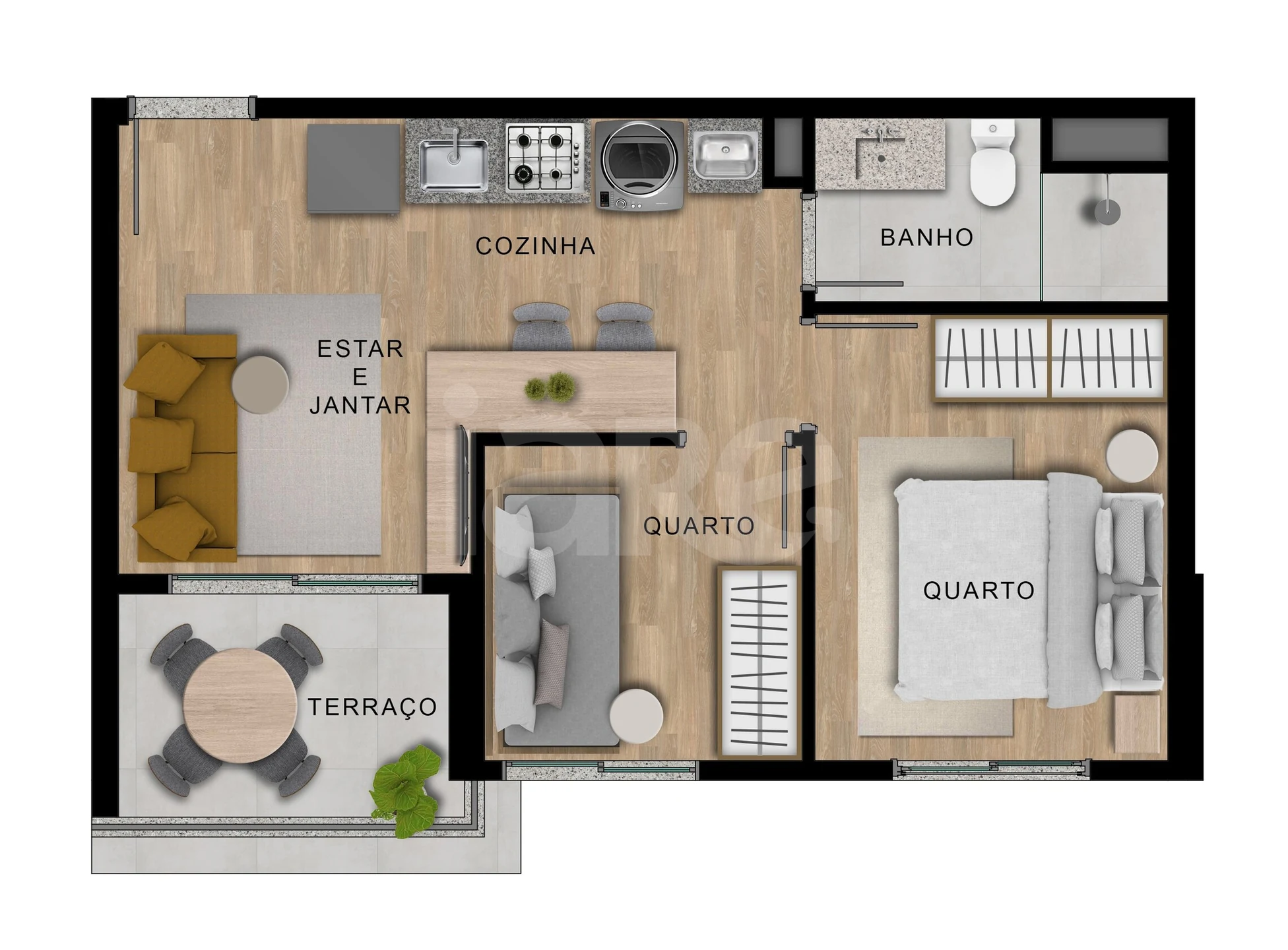 Planta — Apartamento 37,7 m²