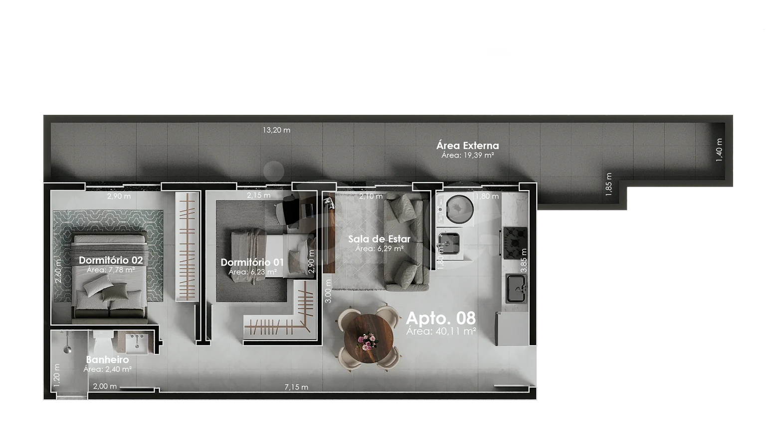 Planta — Apartamento 40,11 m²