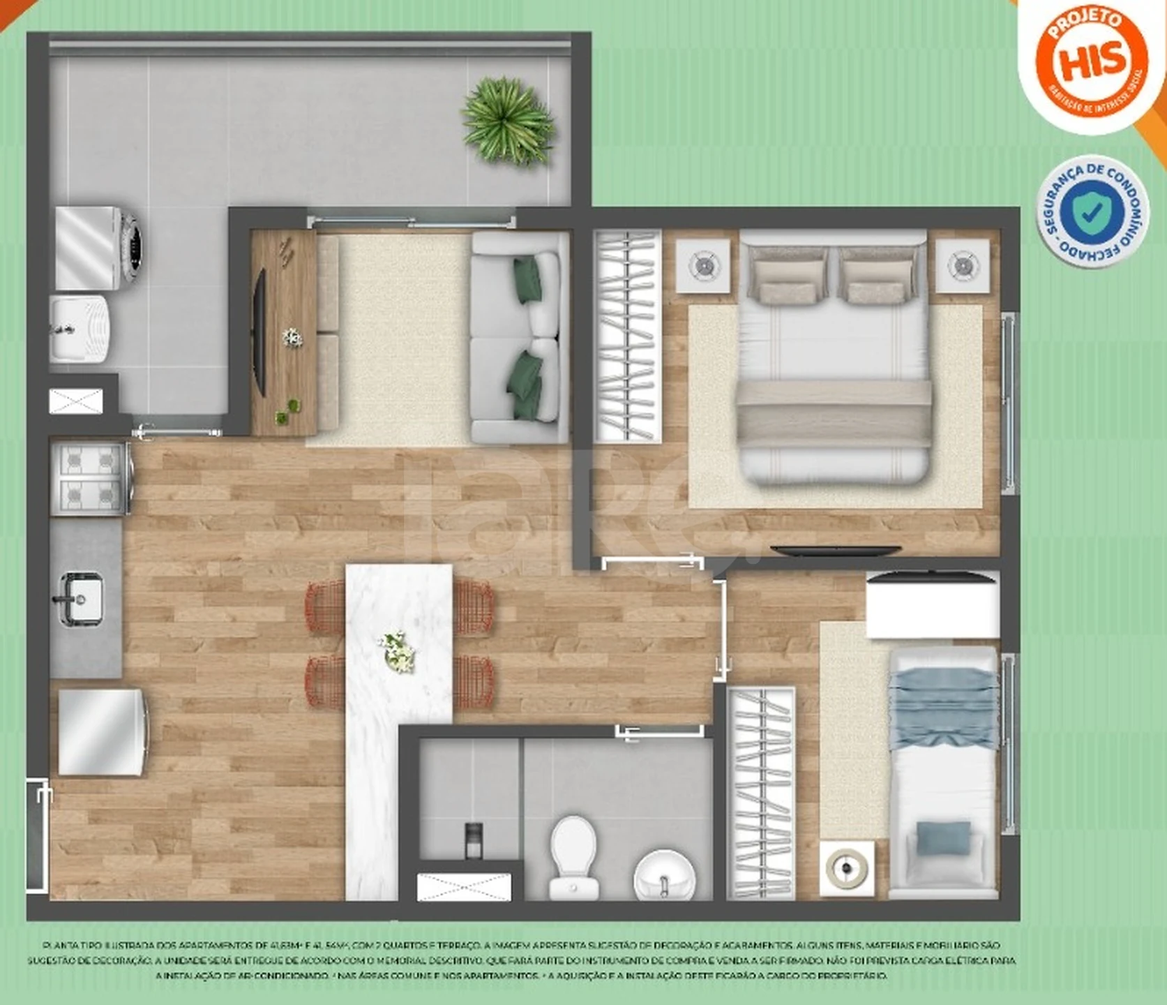 Planta — Apartamento 41,63 m²