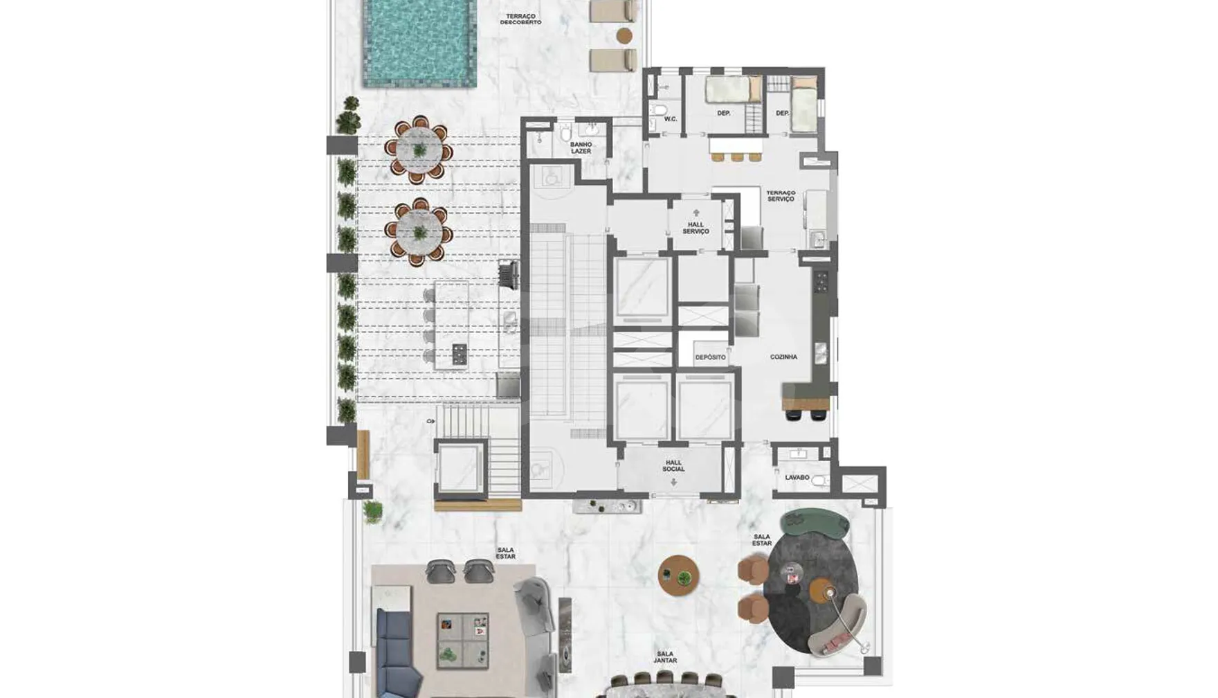Planta — Cobertura Duplex 688 m²