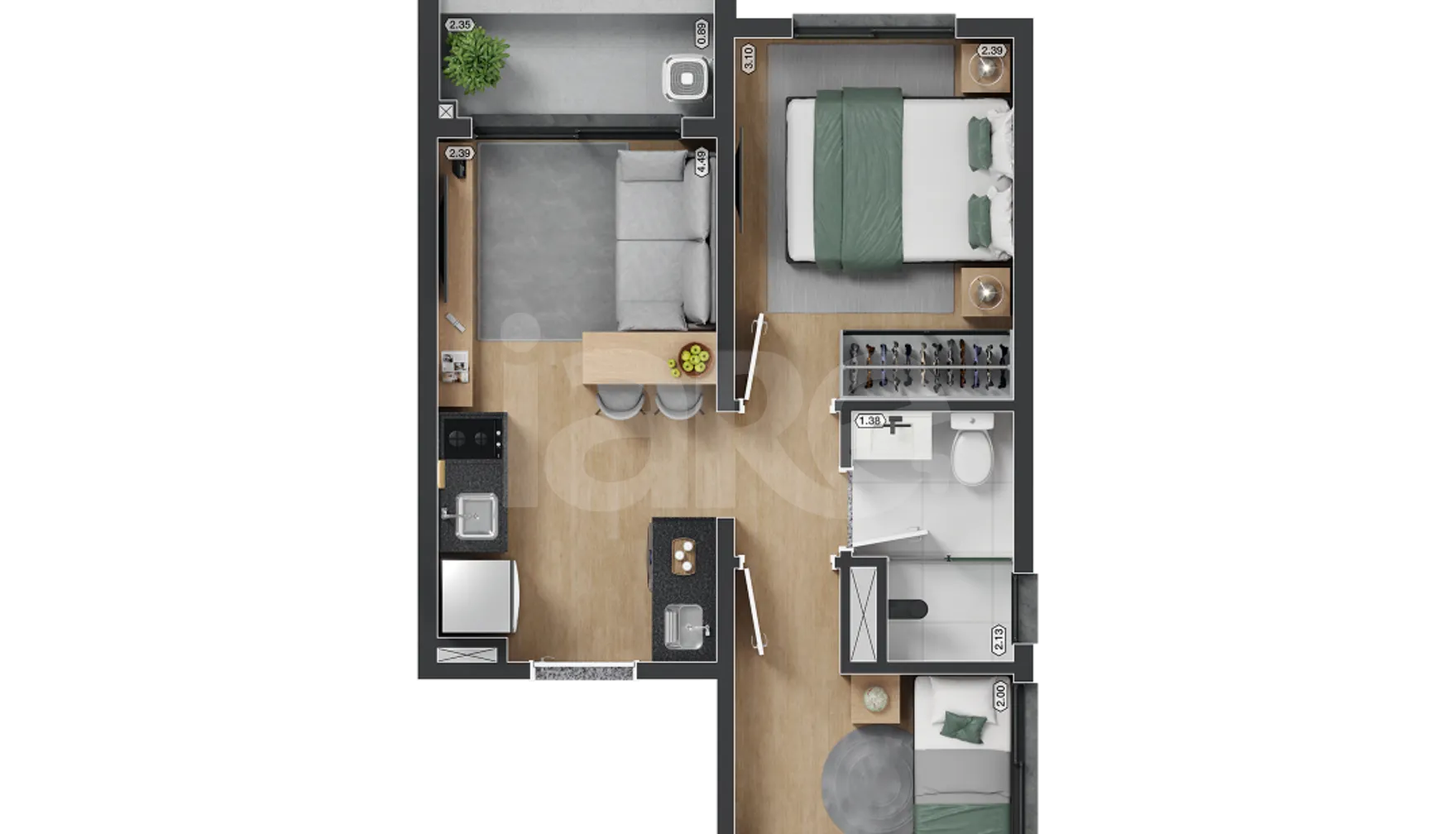 Planta — Apartamento 35,16 m²