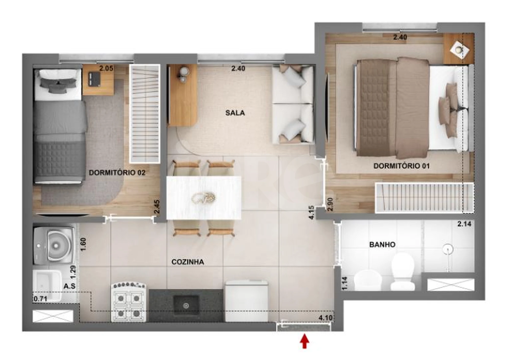 Planta — Apartamento 32 m²