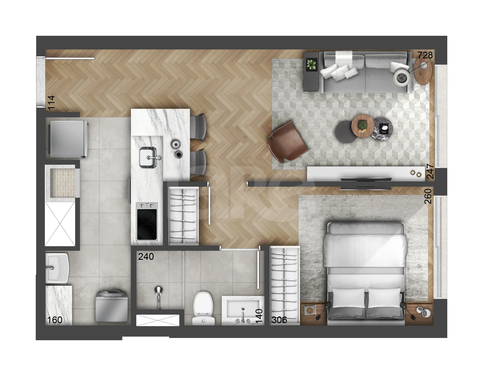 Planta — Apartamento 42,47 m²