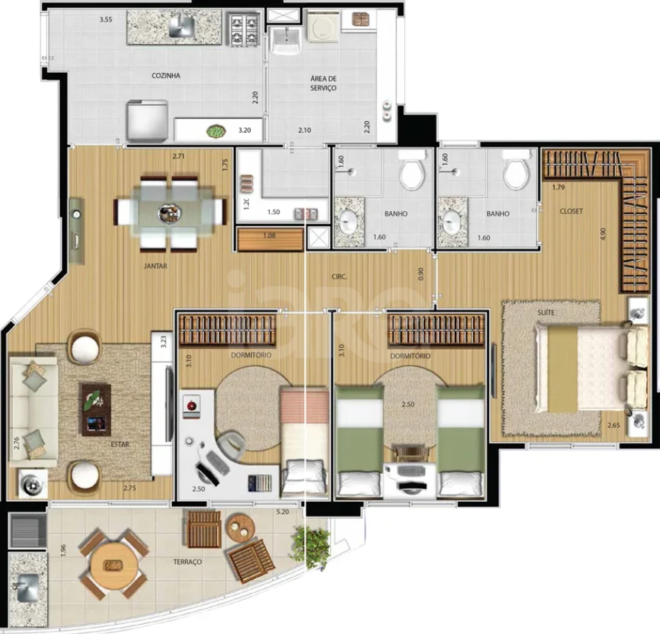 Planta — Apartamento 87 m²