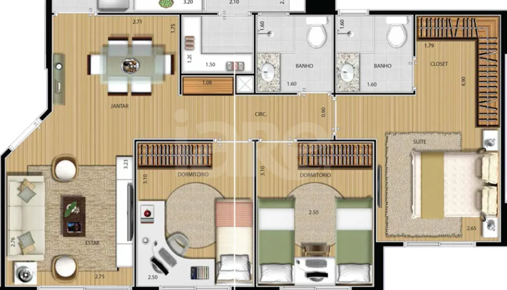Planta — Apartamento 87 m²