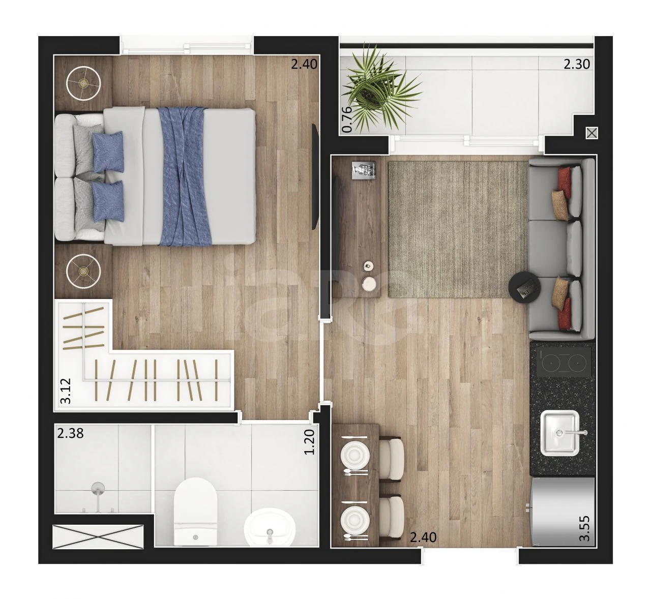 Planta — Apartamento 24,31 m²