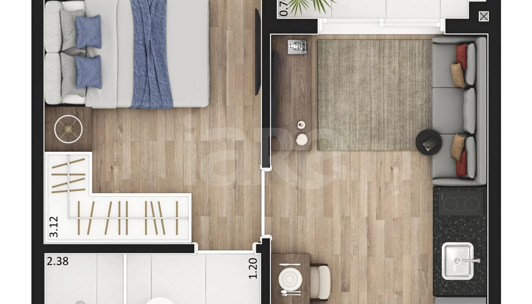 Planta — Apartamento 24,31 m²