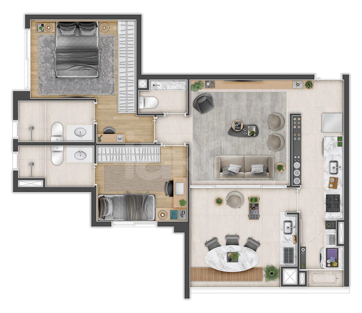 Planta — Apartamento 69 m²