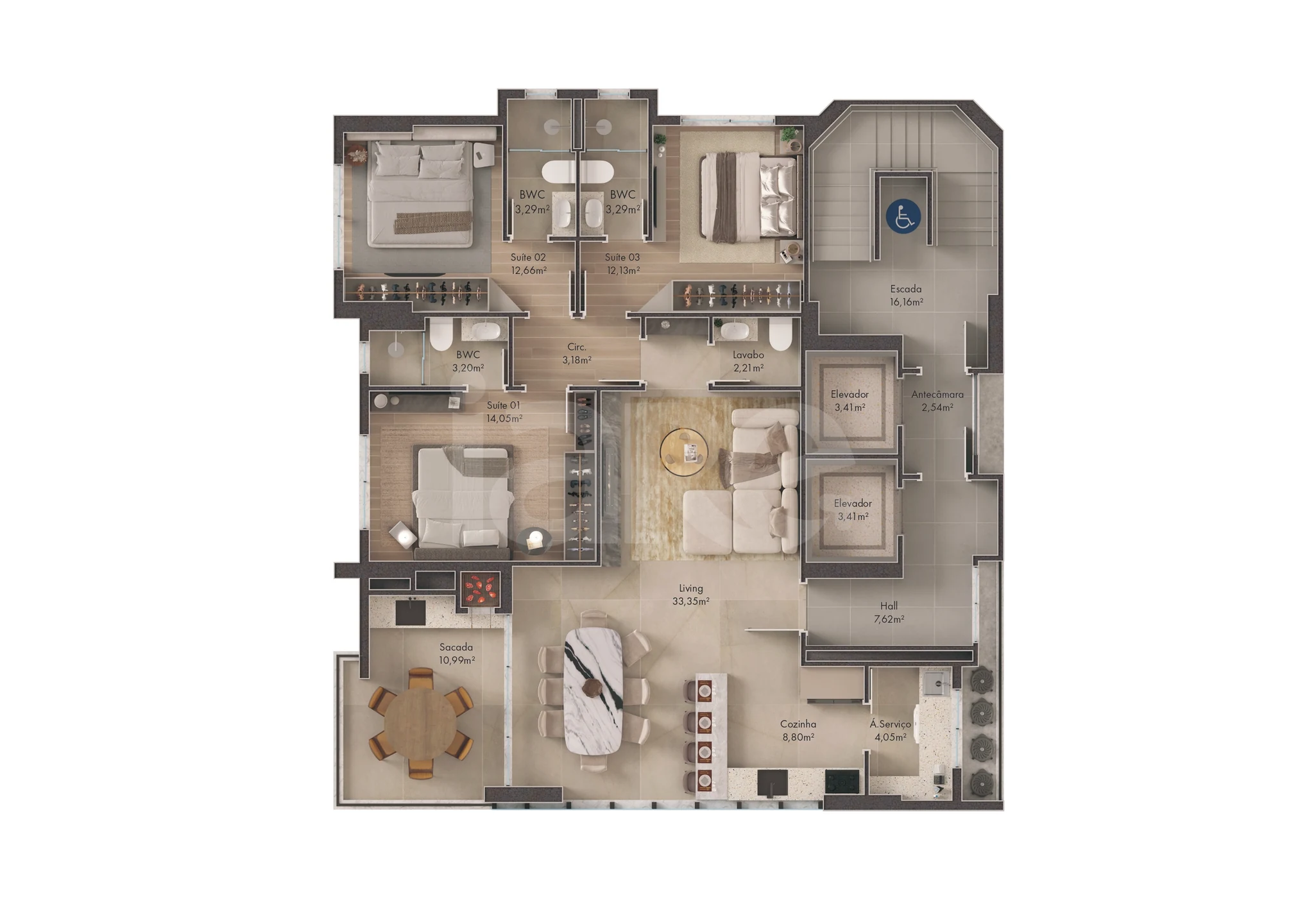 Planta — Apartamento 126 m²