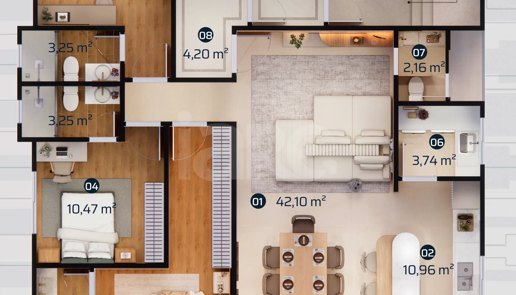 Planta — Apartamento 120,49 m²
