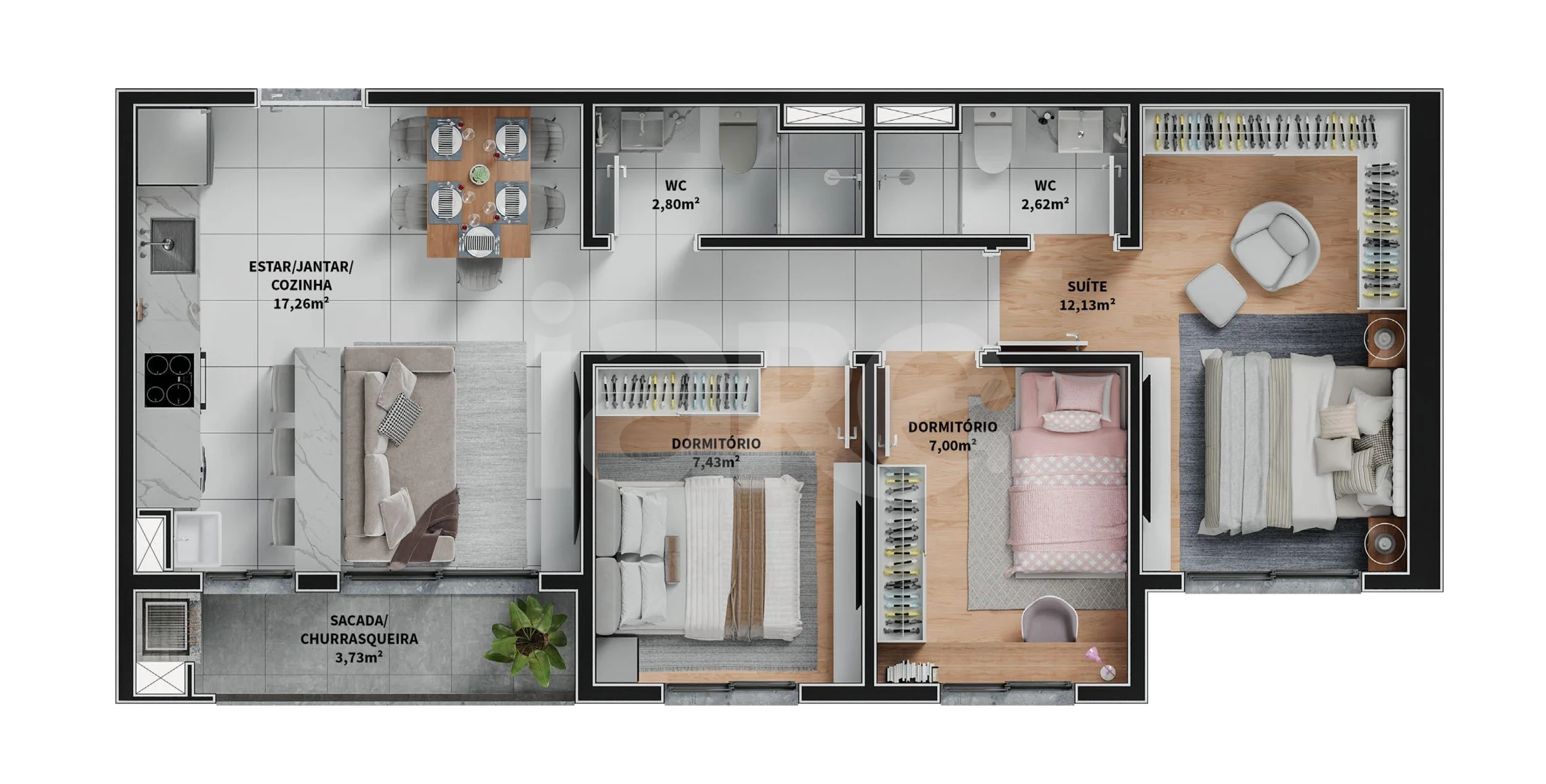 Planta — Apartamento 68,2 m²