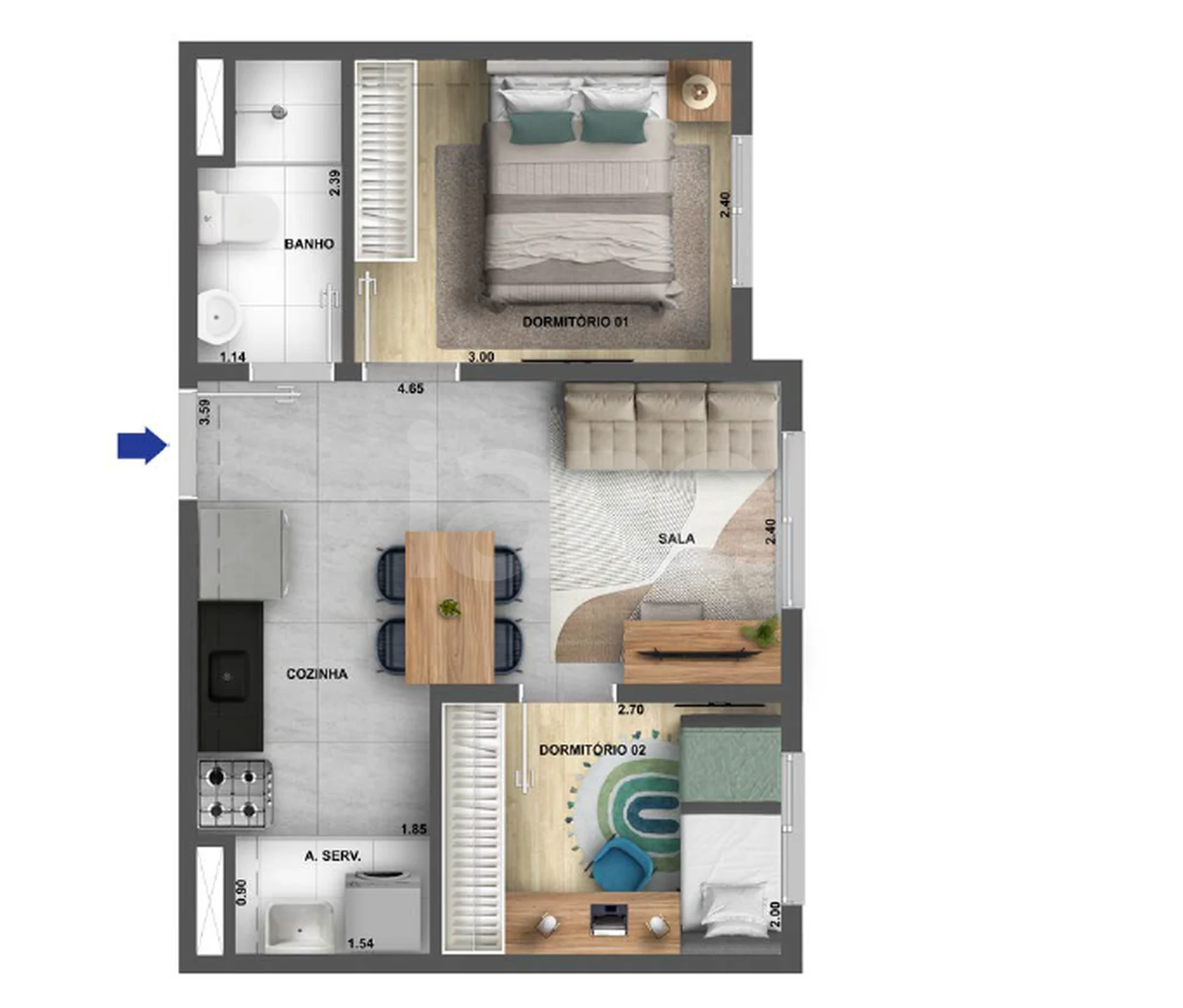 Planta — Apartamento 34,71 m²