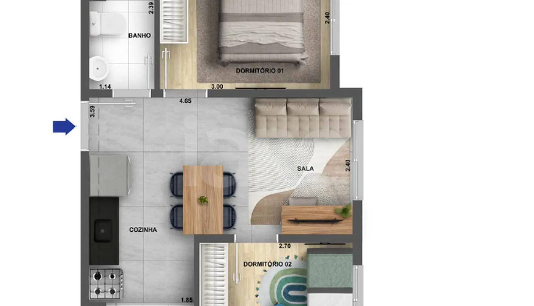 Planta — Apartamento 34,71 m²