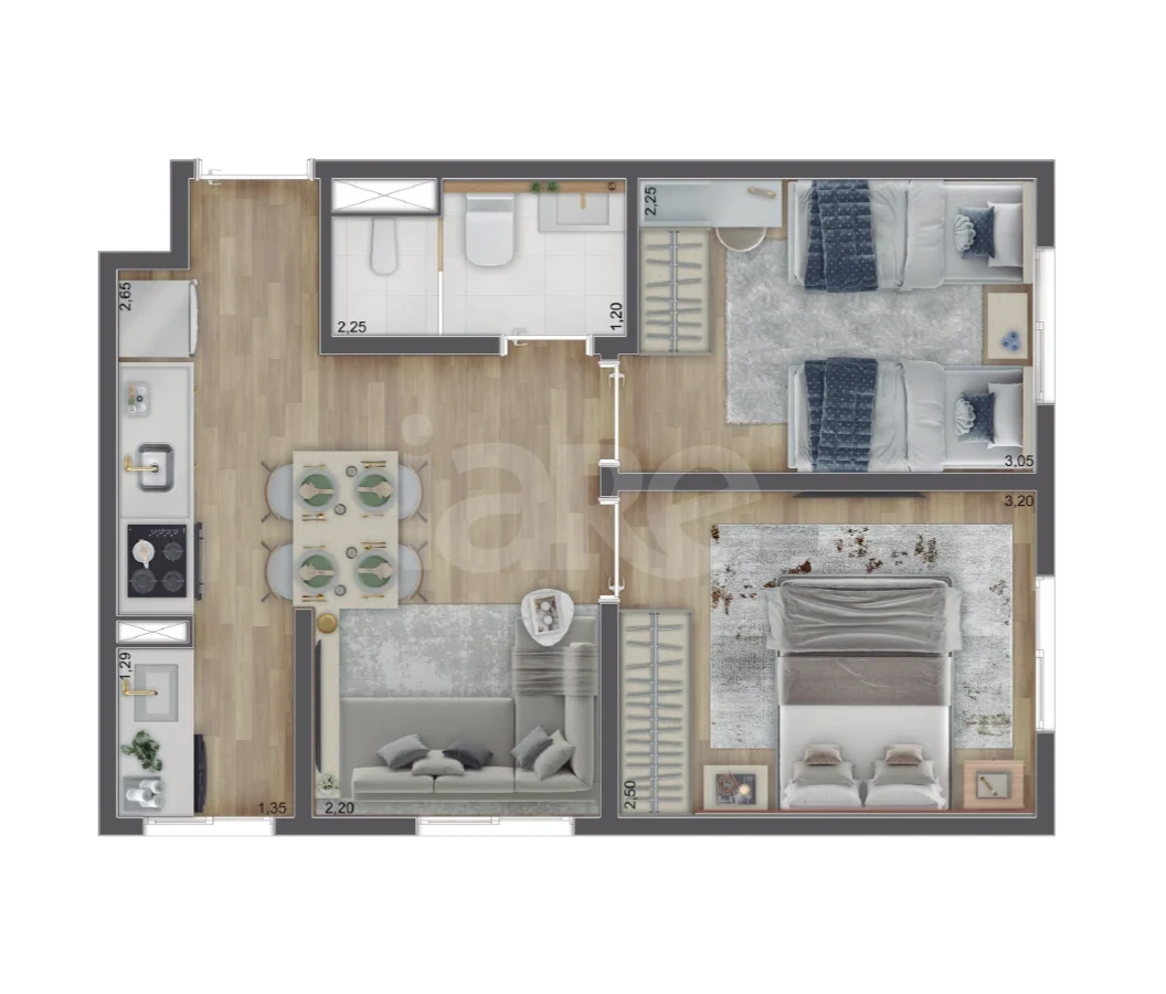 Planta — Apartamento 34,26 m²