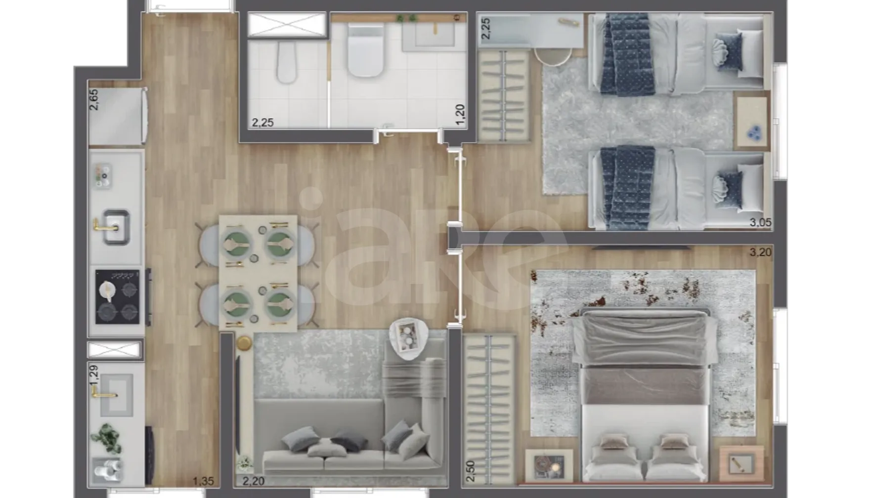 Planta — Apartamento 34,26 m²