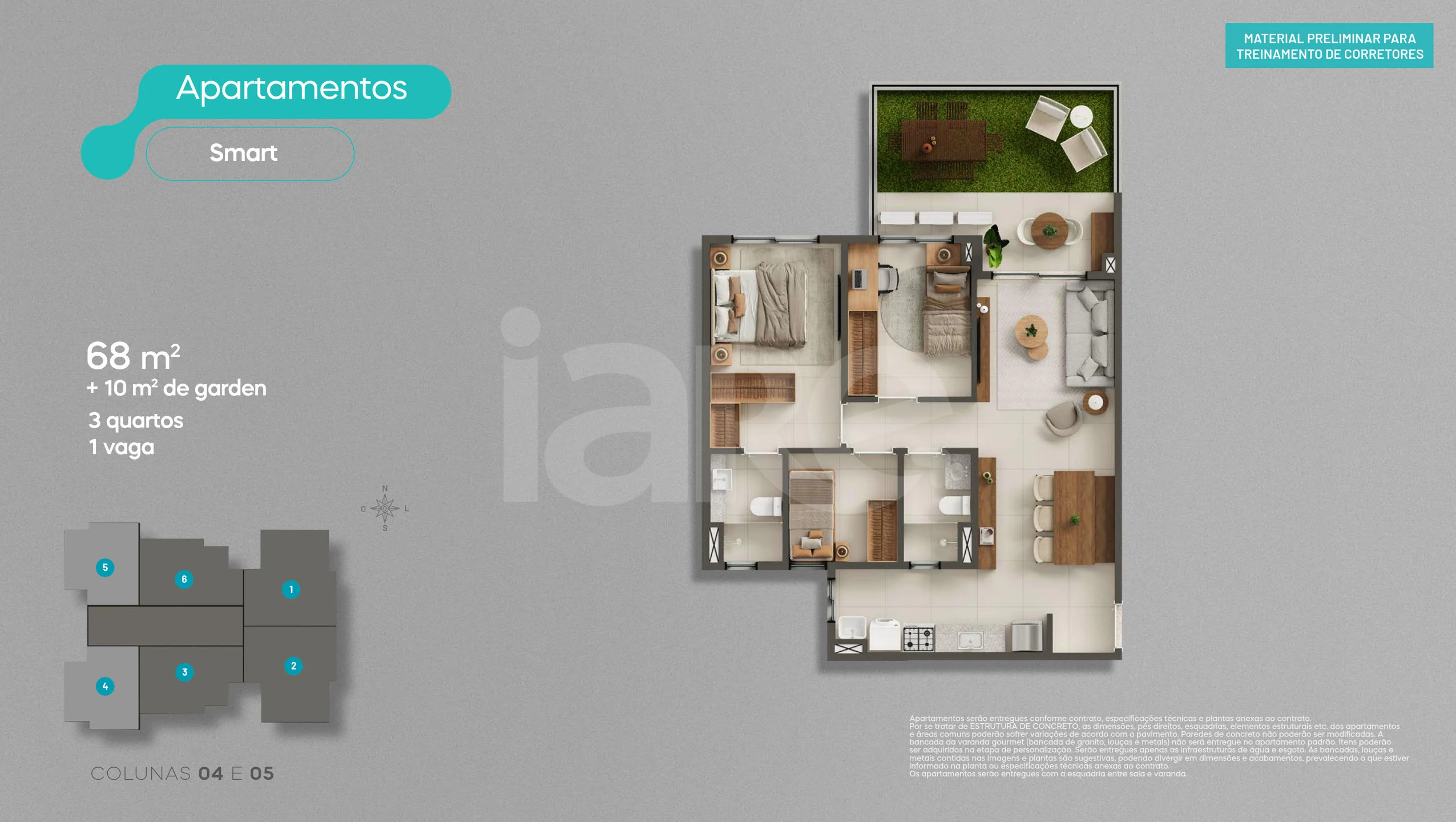 Planta — Garden Smart 68,06 m² + 10 m² (Cols. 4 e 5)