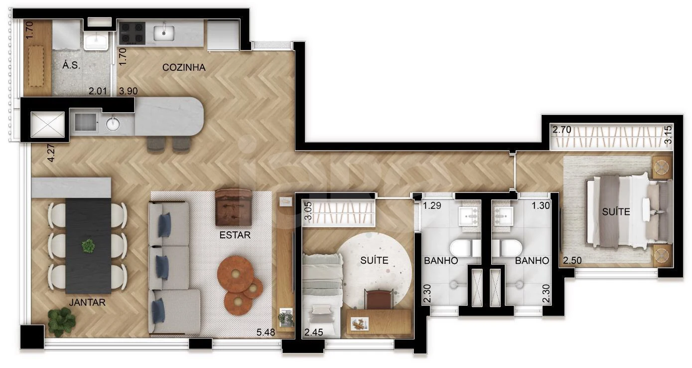 Planta — Apartamento 81 m²