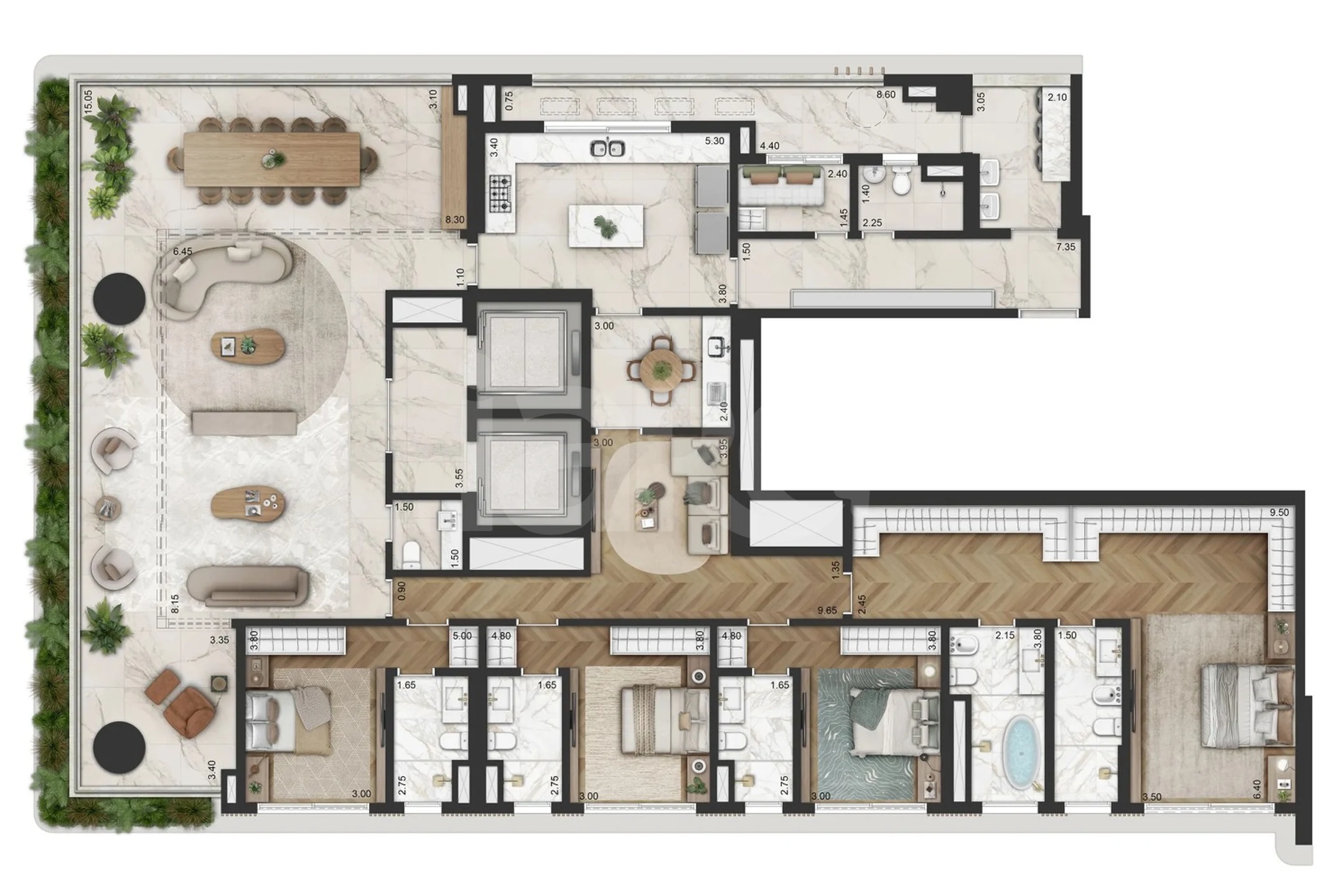 Planta — Apartamento 345,2 m²