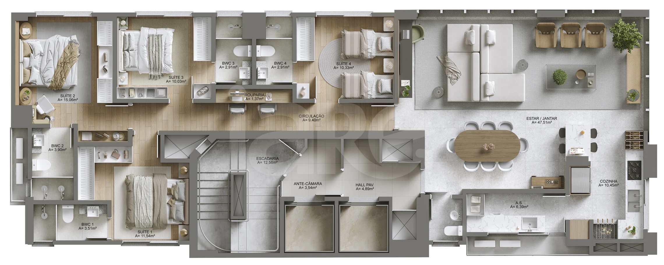 Planta — Apartamento 158,83 m²