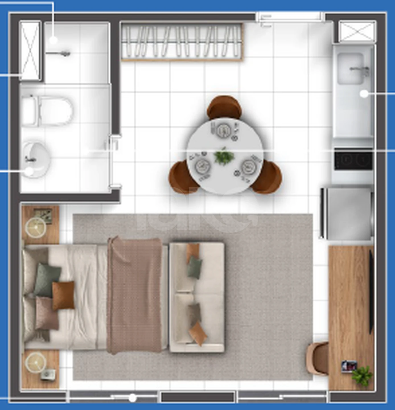 Planta — Studio 24,79 m²