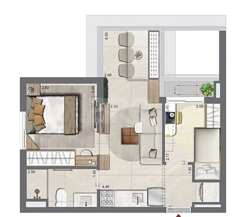 Planta — Apartamento 41,85 m²
